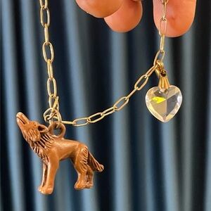 Wolf Pendant Bracelet with Heart Charm from Twilight